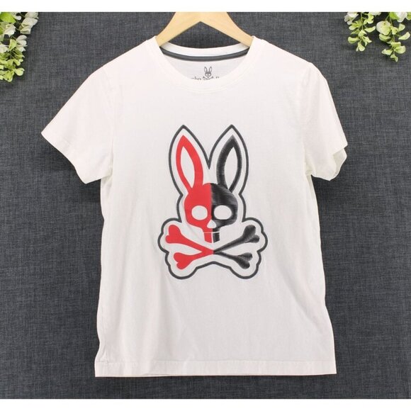 Psycho Bunny Men's Cooper Split Bunny Logo White, Sz 2 XXS - Picture 1 of 10